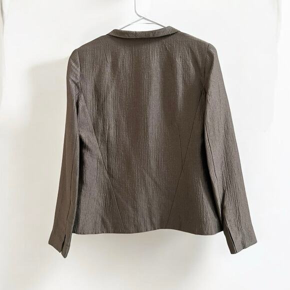 Eileen Fisher NWT Silk Metallic Gray Brown Textured Blazer Neutral size Small - Picture 6 of 15